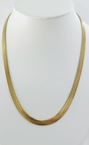 Platte Choker ketting rvs, goudkleurig, L 43 + 5 cm, Br 6mm