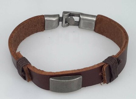 Lederarmband, metalplatte, braun