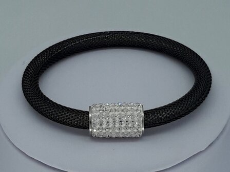 ketting &amp; armband zwart, mesh, edelstaalset