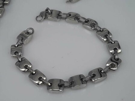 Edelstaal Konings- Armband &amp; Ketting, vierkante knoop, ovale ring