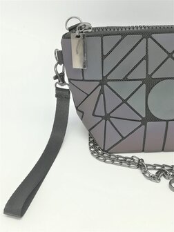 Holografische handtas, oplichtende geometrische vlakken