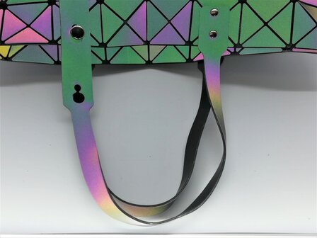 Holografische schouder- handtas, Triangels in a Square, oplichtende geometrische vlakken