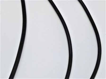2x zwart rubber leren ketting: lengte 80 &amp; 90 cm