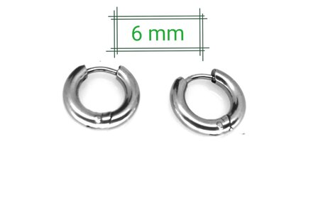 Mini Oorringen 6mm - Chirurgisch staal &ndash; Zilverkleur,