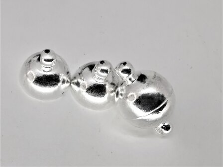 3 x verzilverd - magneetsluiting rond - &oslash; 10 mm