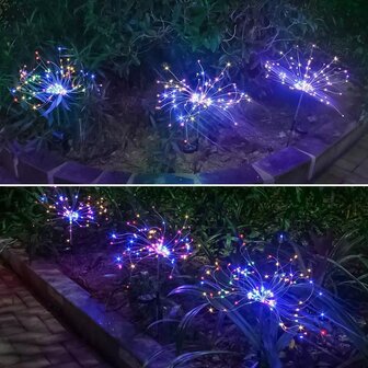 Gekleurde Dandelion 40 Spriet, solar LED-lamp voor in de tuin of op het balkon
