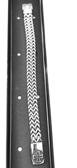 Stalen Armband Excellent visgraat schakel met Keltisch kruis. L 21 cm
