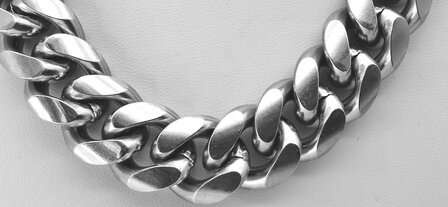 Stalen Set zilverkleurige grove Curb Cuban Link 18mm schakelketting armband met ketting