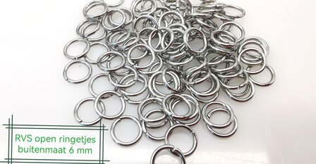 100- RVS- open ringetjes -6 mm- Sieraden maken- Sieraden oogjes- Buigringetjes