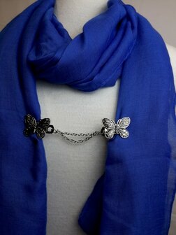 Clips met dubbel ketting vlinder in kleur antiek zilver look.