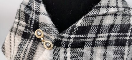 Vest clip haak, ovaal kristal, voor vest, sjaal, omslagdoek, goudkleur