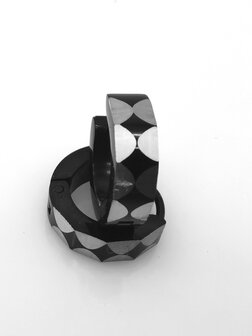 Stalen - Oorbellen - Zwart/Zilver- Vierkant - hoekig &ndash; model