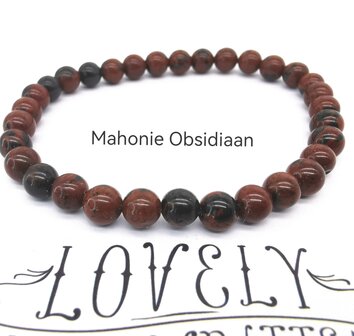 Mahonie Obsidiaan &ndash; 6mm Kralen Armband