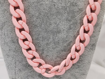 Trendy 2 in 1 Zonnebril / Ketting - Brillenkoord  Acryl schakelketting -L70 cm  mat light pink