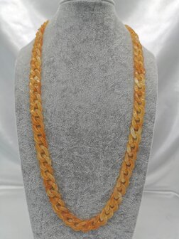 Trendy 2 in 1 Zonnebril / Ketting - Brillenkoord  Acryl schakelketting -L70 cm geel gem&ecirc;leerd