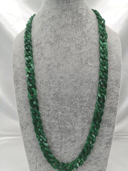 Trendy 2 in 1 Zonnebril / Ketting - Brillenkoord  Acryl schakelketting -L70 cm Groen gem&ecirc;leerd