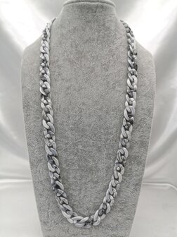 Trendy 2 in 1 Zonnebril / Ketting - Brillenkoord  Acryl schakelketting -L70 cm marmer gem&ecirc;leerd
