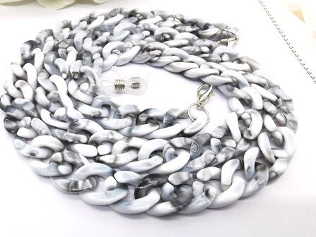 Trendy 2 in 1 Zonnebril / Ketting - Brillenkoord  Acryl schakelketting -L70 cm marmer gem&ecirc;leerd