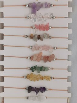 Verschillende edelsteen Armband, split edelsteen, verstelbaar, Handmade,18 cm 