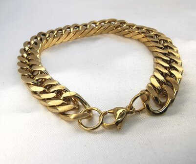 RVS armband goudkleurig Cubaanse schakel br 11.5 mm