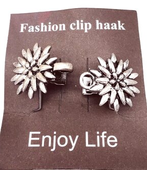 Vest -clip - haak - Edelweiss - voor - vest -  sjaal - omslagdoek in kleur antiek zilver.