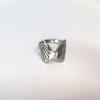 Edelstaal Ringen zilverkleurig ring met 2 vleugel motief