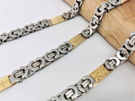 RVS SET : Goud en zilverkleurig koningsketting met armband 