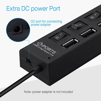 7 poort USB 2.0 hub, high speed