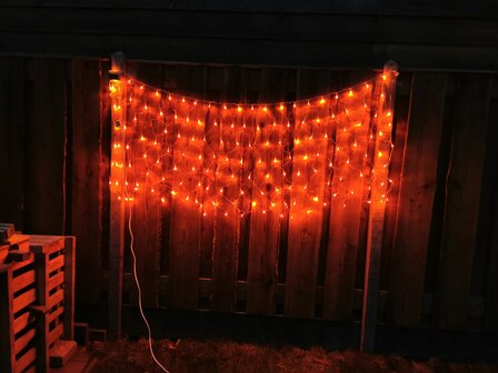 Orange 1x2mtr Net, 160 orange LEDs, 8 Programme &amp; Fernbedienung, verkn&uuml;pfbar, IP44, f&uuml;r den Innen- und Au&szlig;enbereich