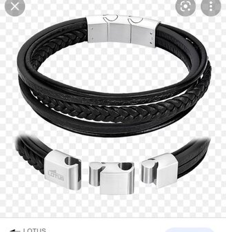 Schwarzes Lederarmband Stil 5 in 1 geflochten mit Doppelverschluss.