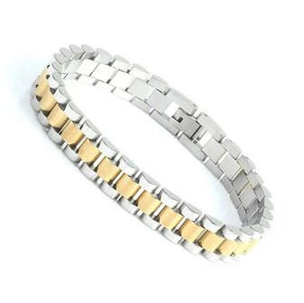 RVS Rolex style armband in zilver en goudkleurig maat 21