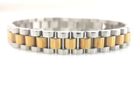 RVS Rolex style armband in zilver en goudkleurig maat 21