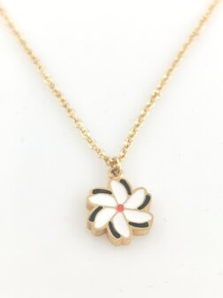 Ketting met hanger Melati goudkleur, RVS, de Indische Jasmijn bloem.