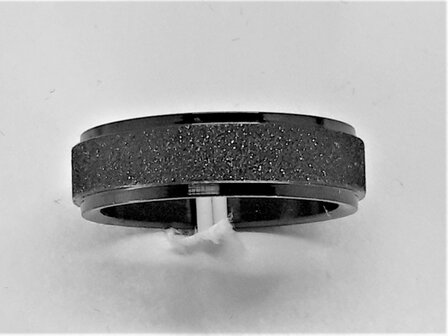 Sch&ouml;ner Damen Edelstahl Stardust schwarzer Ring, Gr&ouml;&szlig;e 17 bis 21