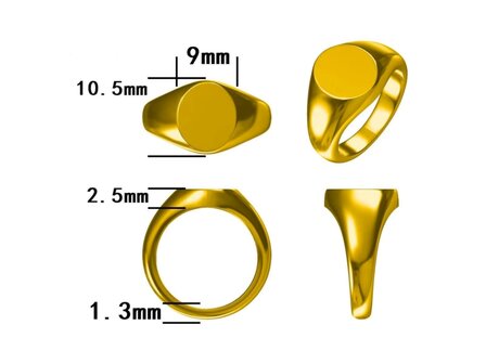 Wundersch&ouml;ner goldfarbener Siegelring aus Edelstahl, oval, glatt, schlicht. 