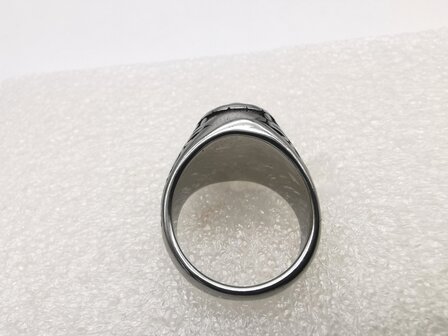 RVS zilverkleurig ovale edelsteen ring met Onyx edelsteen 