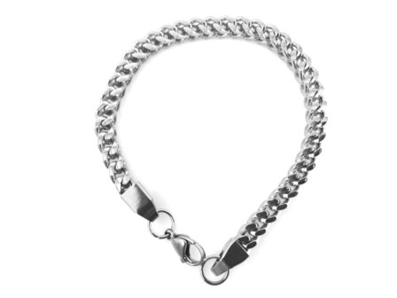 Edelstahl K&ouml;nig armband, Quadrat Gourmet- gliede, L 22 cm