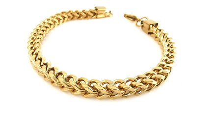 Edelstahl Gold farbe Armband 24 cm, Quadrat Gourmet- gliede.