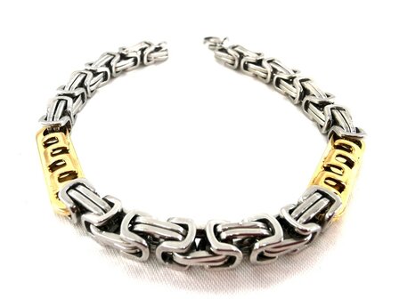 Armband of king link necklace with bracelet, bicolor, stainless steel.