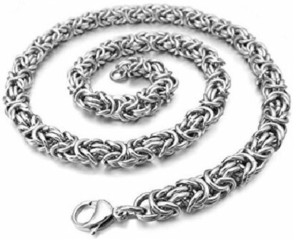 Men&#039;s Steel chain with Double Links with King&#039;s motif L 60 cm