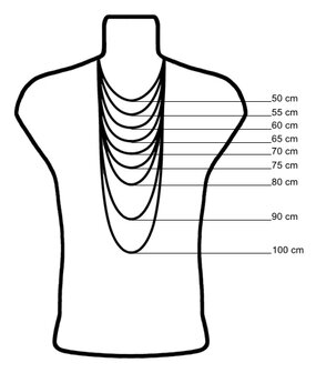 Koningsset, rvs edelstaal, breed &amp; plat L 70 cm. Armband 22 of 24 cm