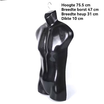 5 x Torso mit Haken, m&auml;nnlich &ndash; Schwarz &ndash; Polypropylen.