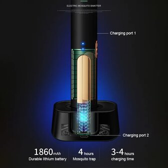 Rotkupfer Elektrische Fliegenklatsche/-f&auml;nger, UV-LED-Lampe, handgehalten und stehend, usb