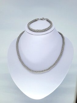 ketting &amp; armband, mesh gedraaid, edelstaalset