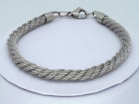 ketting &amp; armband, mesh gedraaid, edelstaalset