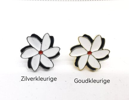 Twee Herdenkingen - symbool - zilveren goudkleurig Melati speld 