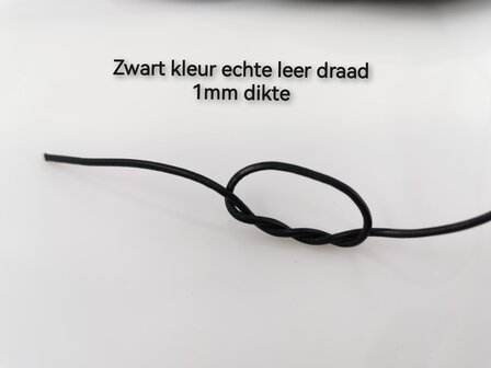 Leren Koord - zwart &ndash; D 1.5mm &ndash; L 10 meter - Echt Leer!!