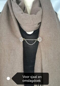Clips met dubbel ketting, Rozet met schitterde kleur kristal en strass steentjes