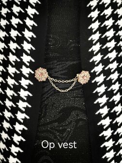 Clips met dubbel ketting, Rozet met schitterde kleur kristal en strass steentjes