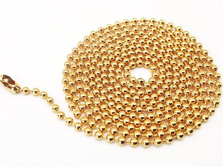 Bolletjes ketting, 2 mm dikte edelstaal, goudkleur.